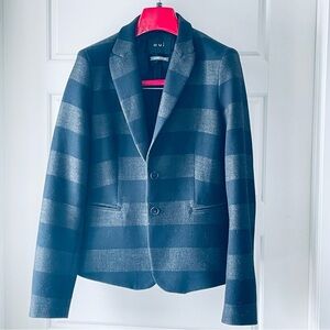 OUI Brand Black and Gray Striped Women's Blazer Size 8